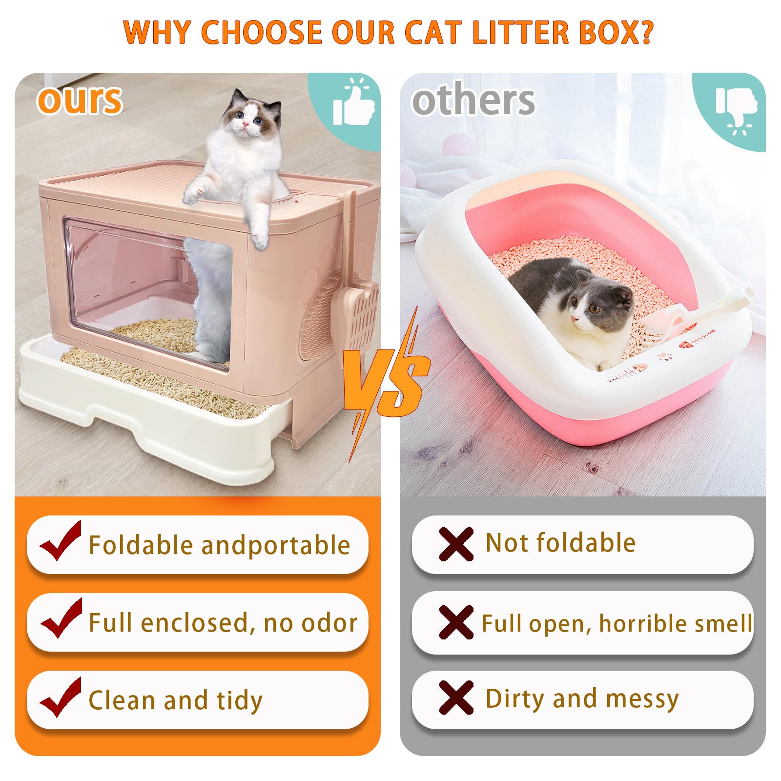 Kattypet foldable enclosed top-entry cat toilet paw-pedal reduces litter scatter