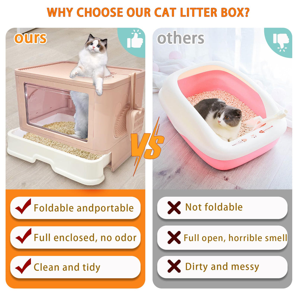 Kattypet foldable enclosed top-entry cat toilet paw-pedal reduces litter scatter