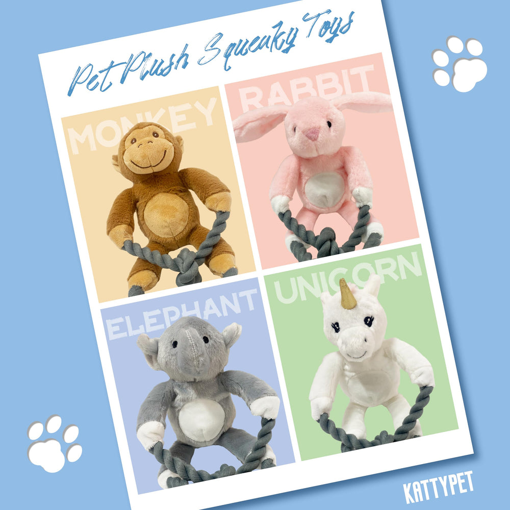 kattypet monkey plush squeaky dog toy pink packaging showcases gift-ready indoor play option