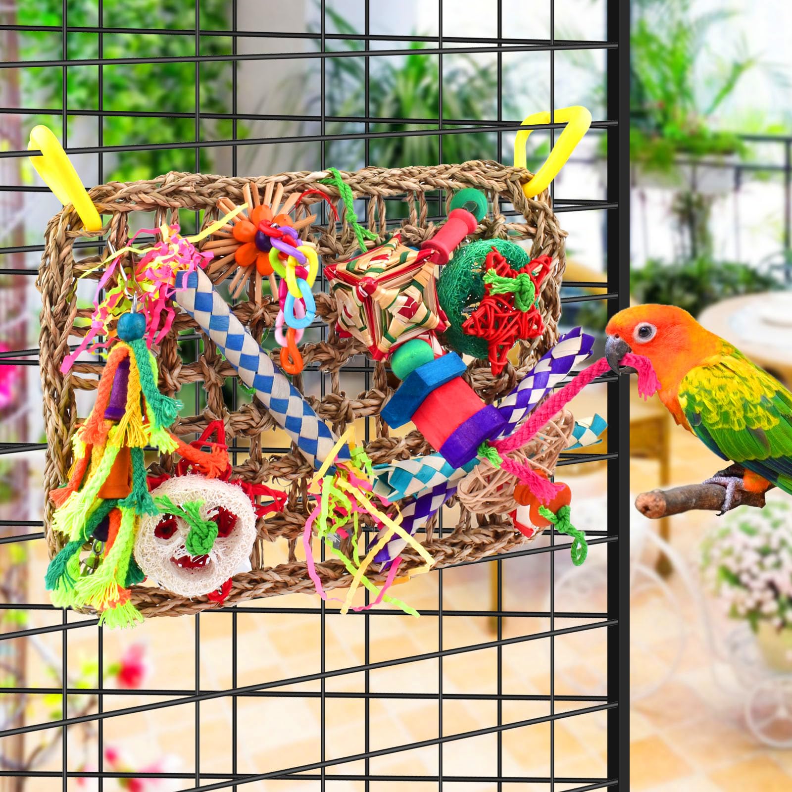 KATUMO acrylic chain flower toy adds visual interest and texture for foraging.