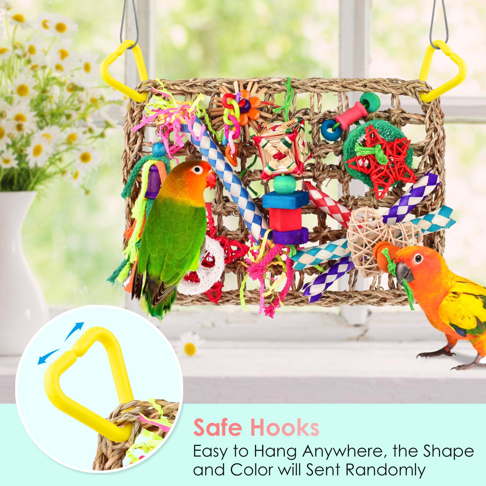 KATUMO bamboo loofah toy sampler offers varied textures for birds.