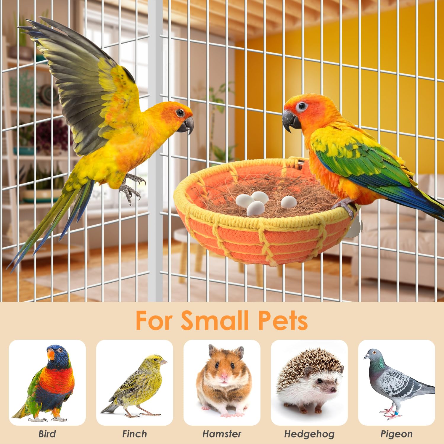 KATUMO Bird Nest Bed bird inside view highlights secure, cozy space encouraging restful sleep.