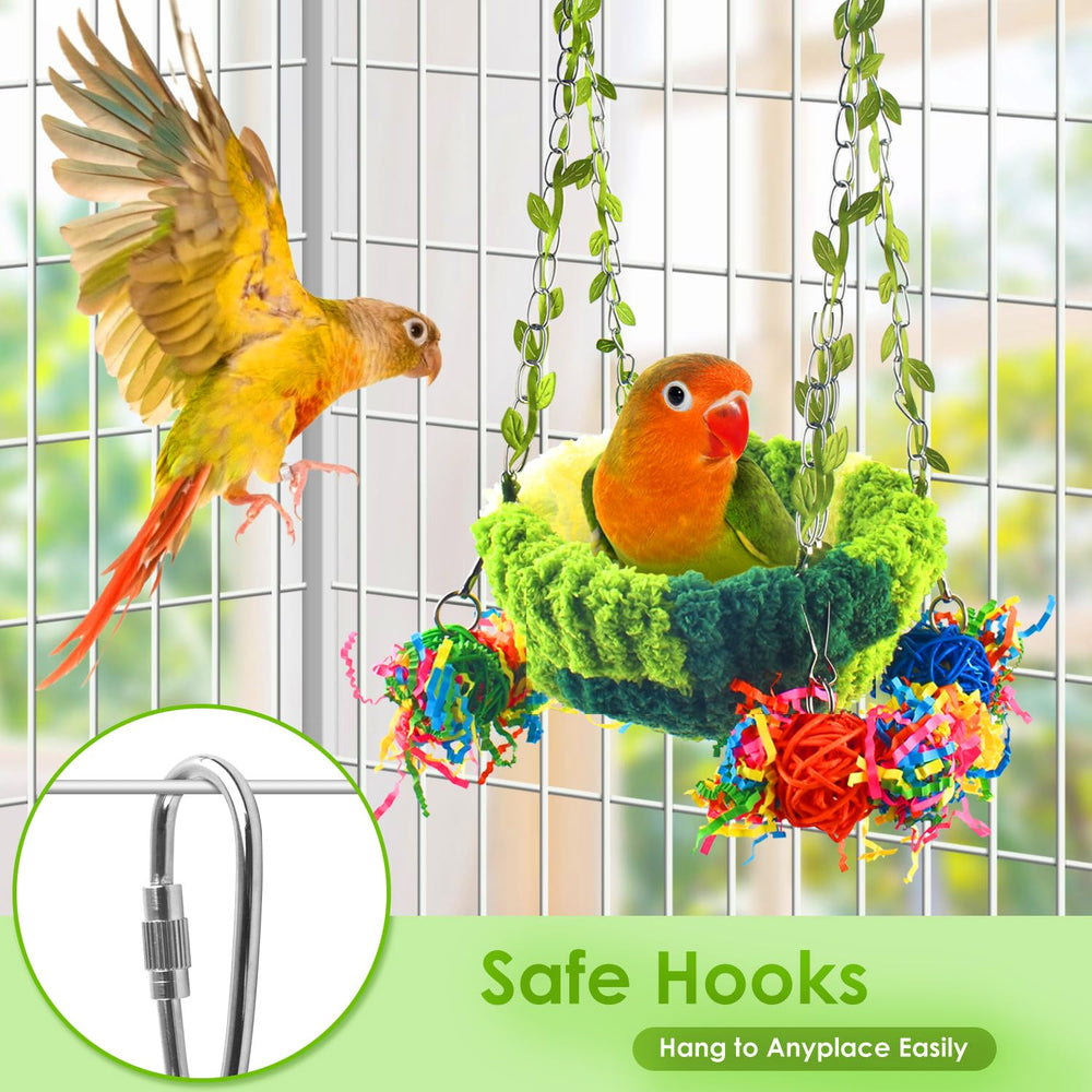 KATUMO Bird Nest installation hooks shows easy hanging setup for cages.