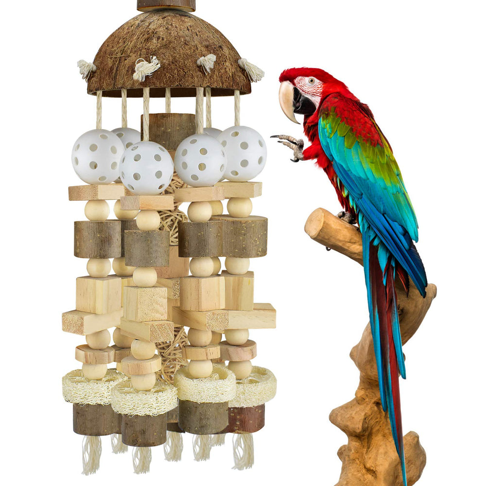 KATUMO Bird Toy with 20-inch length for large parrots' chewing sessions.