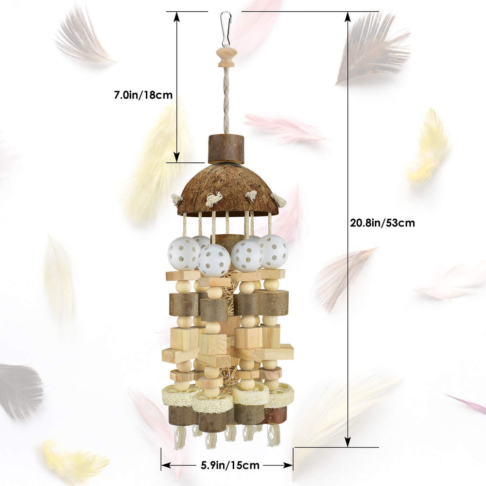 KATUMO Bird Toy features natural wood blocks for safe chewing and play.