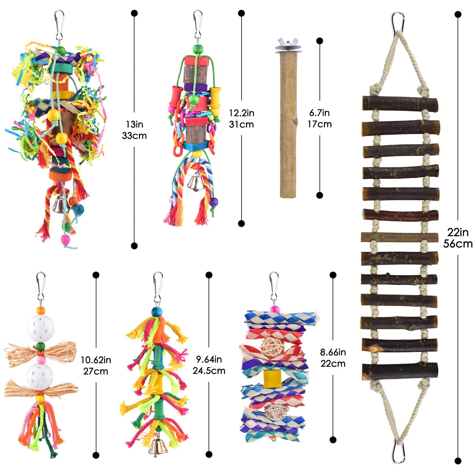 KATUMO natural ladder for parrot perch encourages climbing and rest.