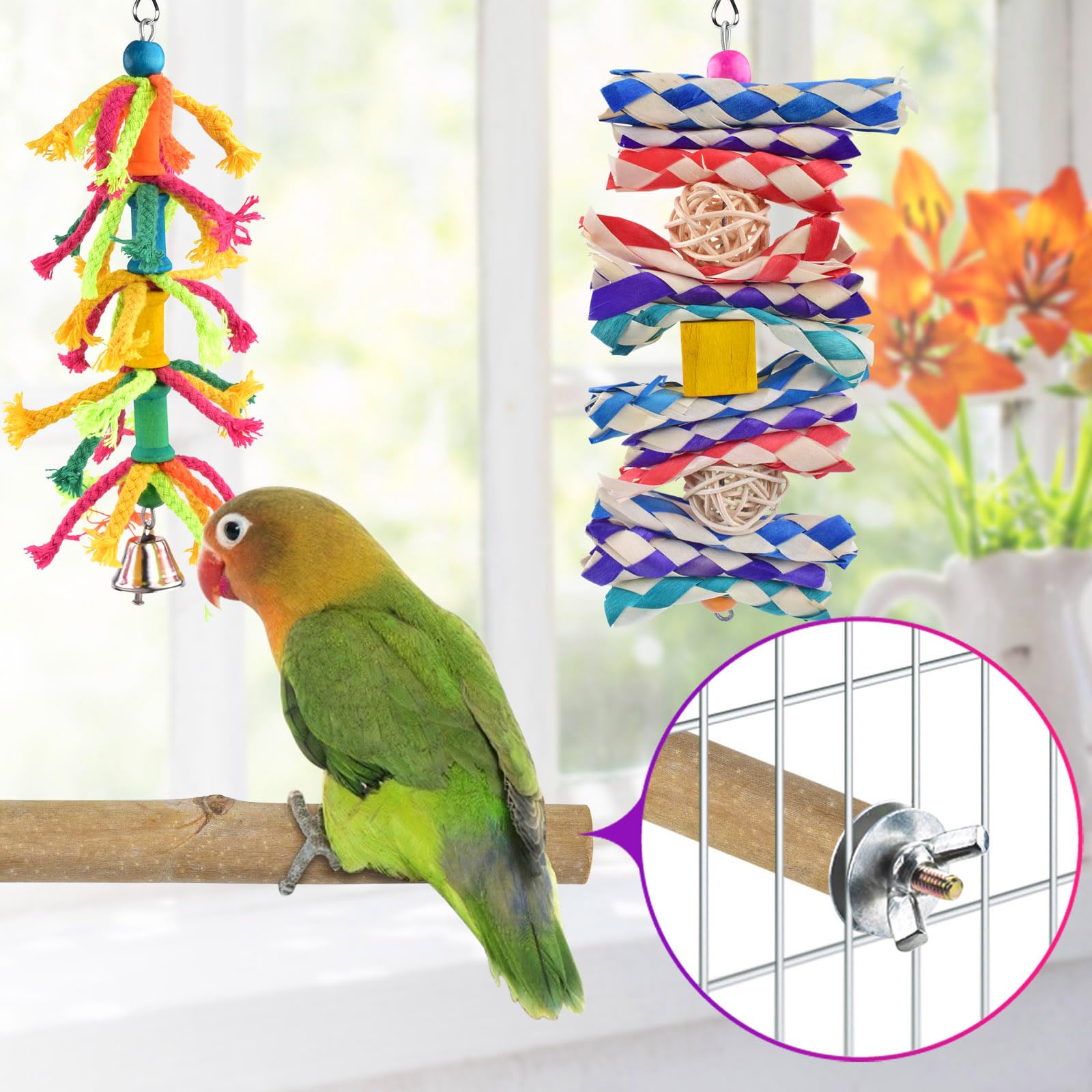 KATUMO wooden perch provides a sturdy place for balance and nap.