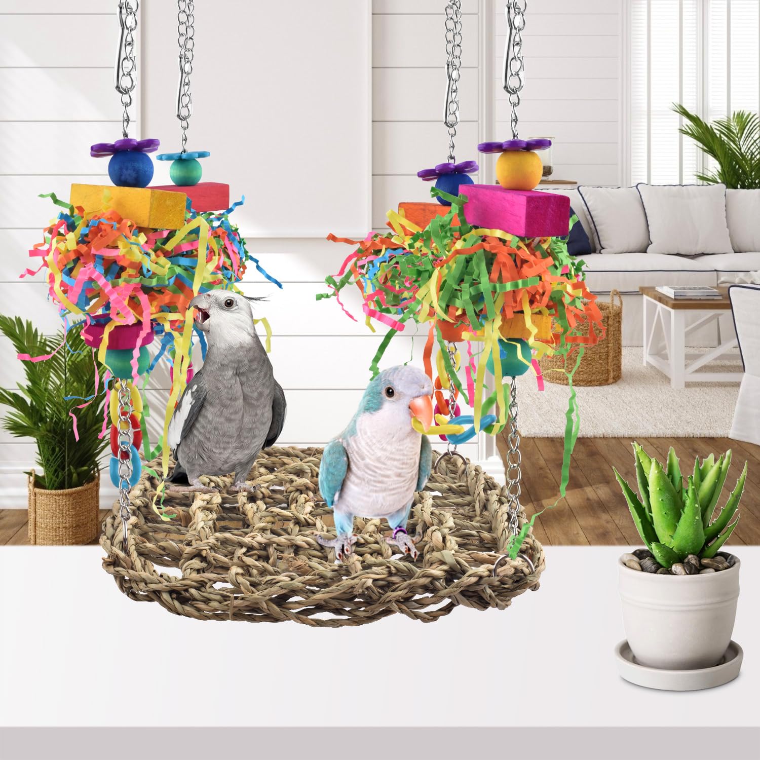 KATUMO Conure Toys easy install hooks simplify hanging near cage tops