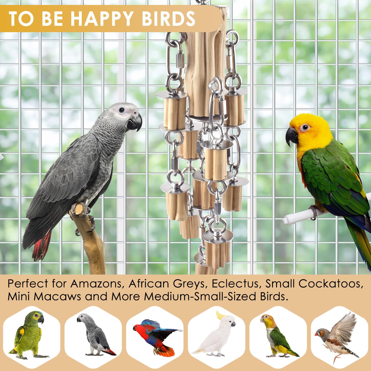 KATUMO natural hardwood blocks promote safe beak exercise and chewing.