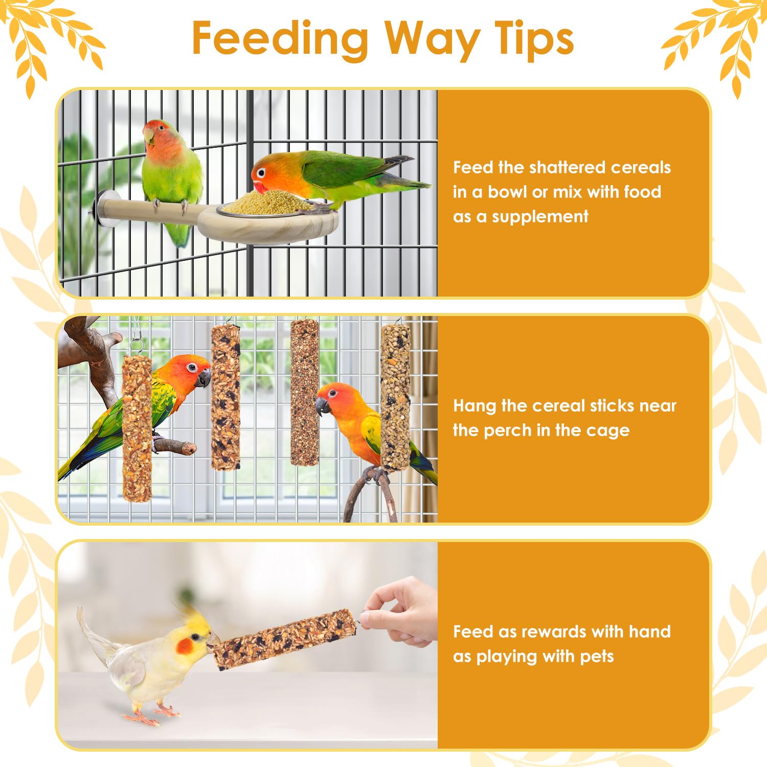 KATUMO Parrot Treats training and play shot demonstrates easy daily feeding.
