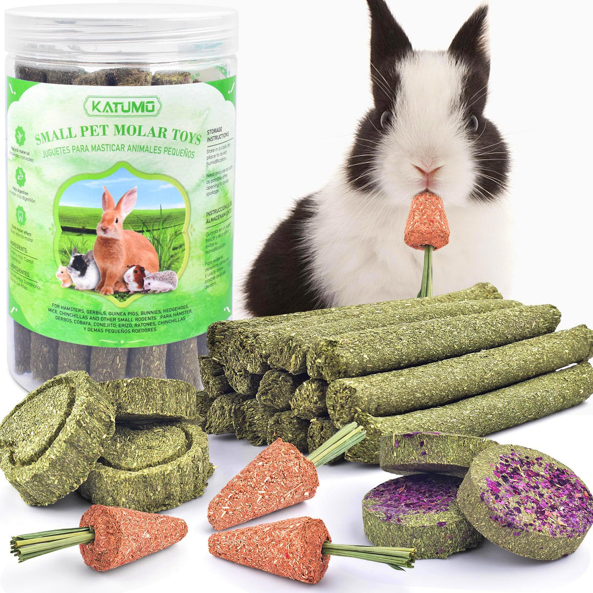 KATUMO rabbit chew treats package offers a crunchy, engaging snack for small pets.