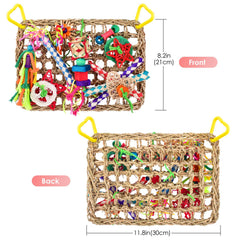 KATUMO seagrass woven hammock bird toy with safe chewing surface.