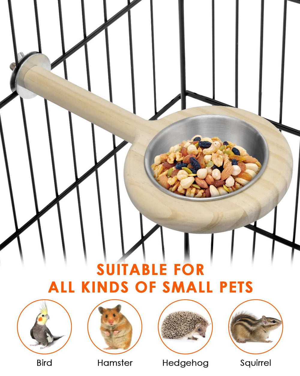 KATUMO sturdy wood perch supports small birds resting on rim or wood.