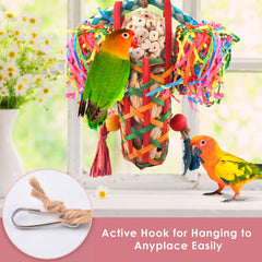 KATUMO wooden-bead chew toy supports natural beak wear and handling.