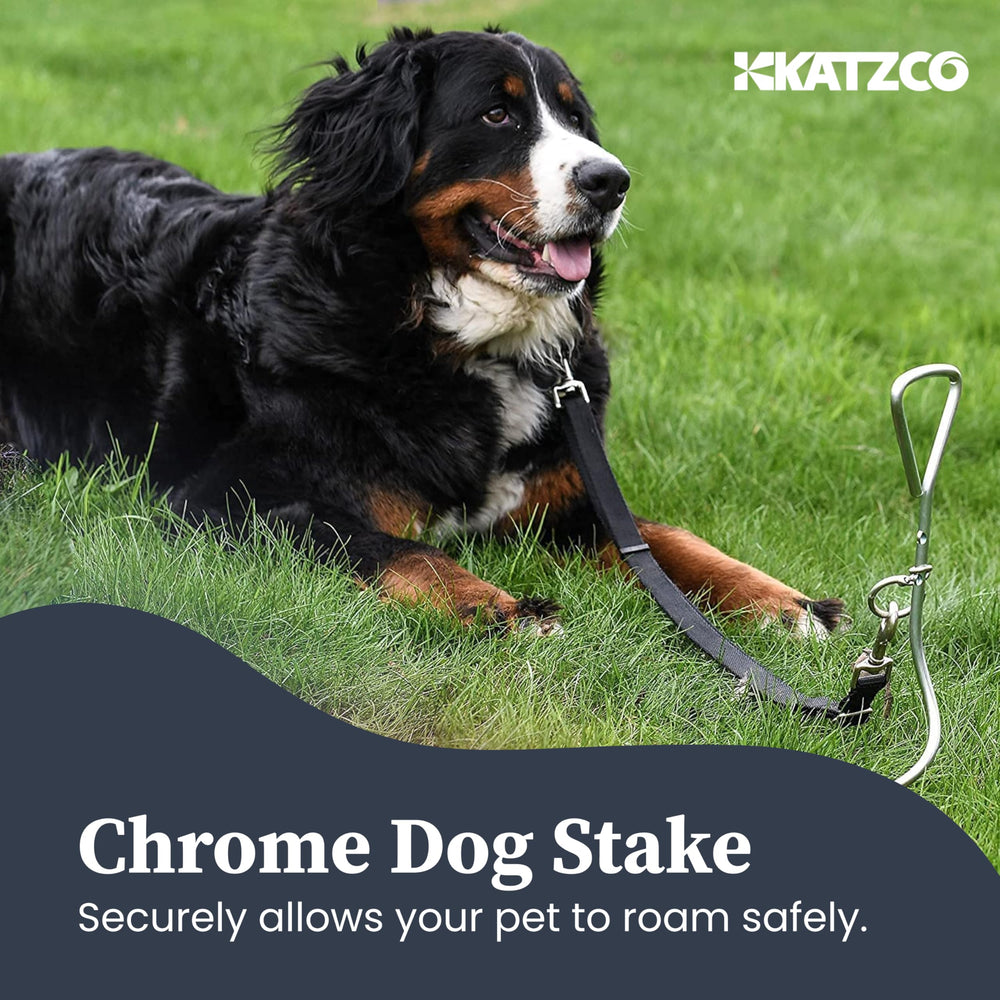Katzco 360° swivel stake prevents leash tangles while your dog roams freely.