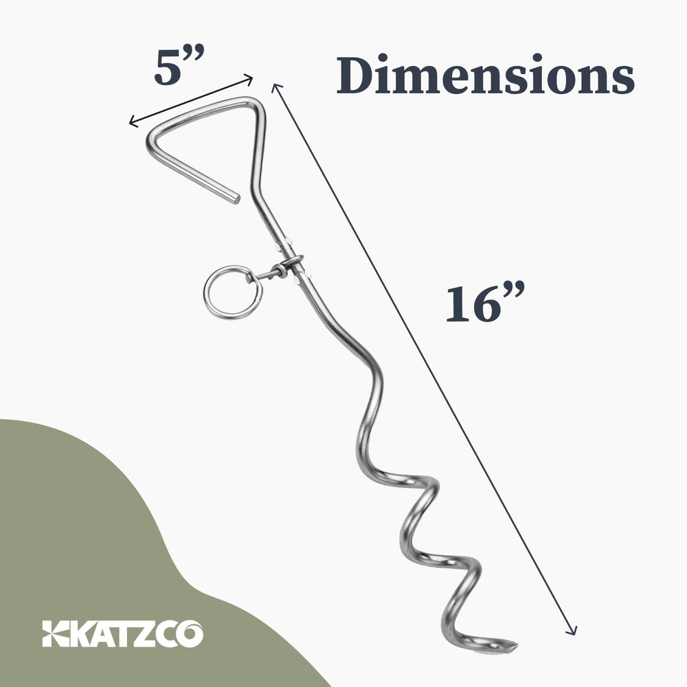 Katzco heavy-duty chrome stake offers durable outdoor use against wind and wear.