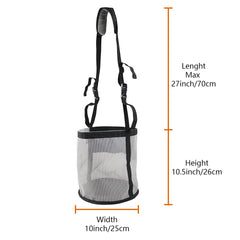 Kaulhp horse feed bag grey front view highlighting waterproof bottom to keep feed dry.