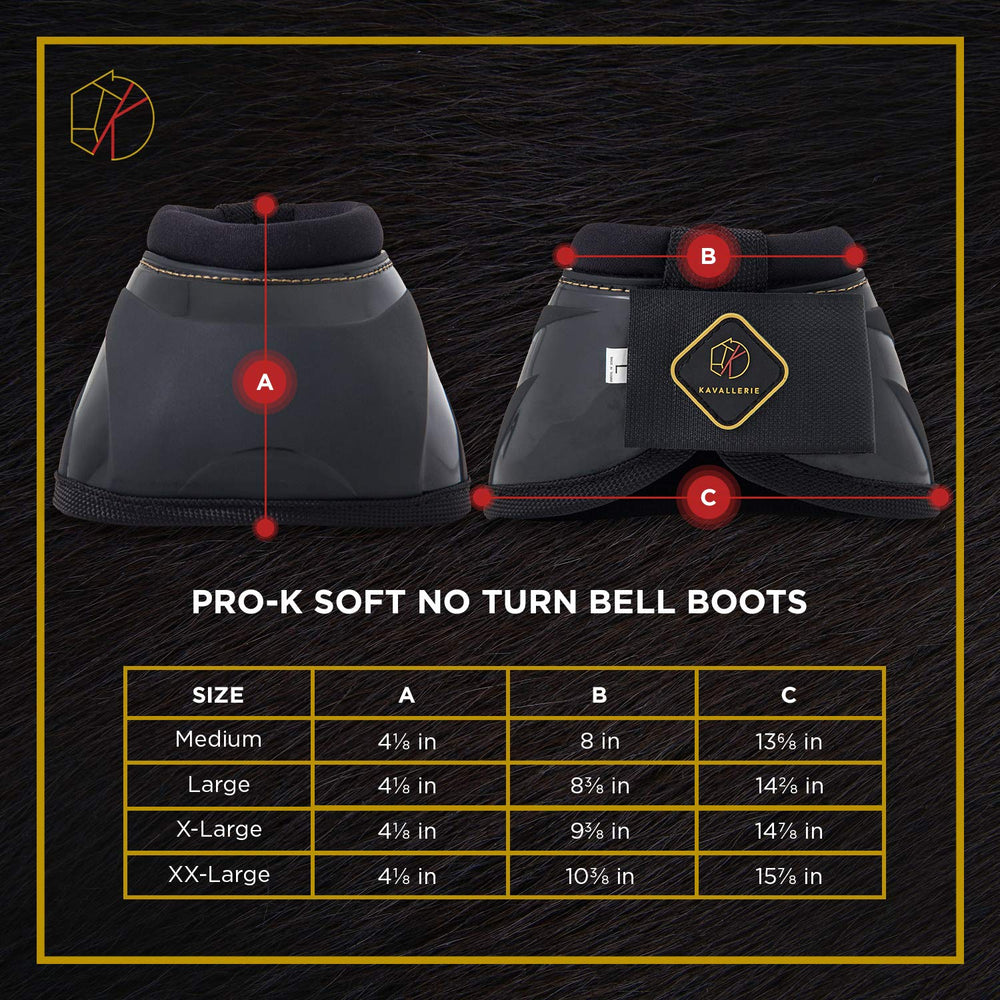 Kavallerie PRO-K Soft No Turn Bell Boots feature breathable neoprene for hoof comfort.
