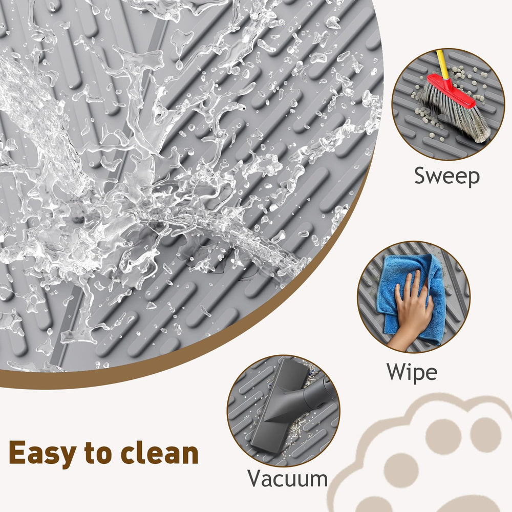 Kaxionage cat litter mat foldable design folds flat for travel storage.