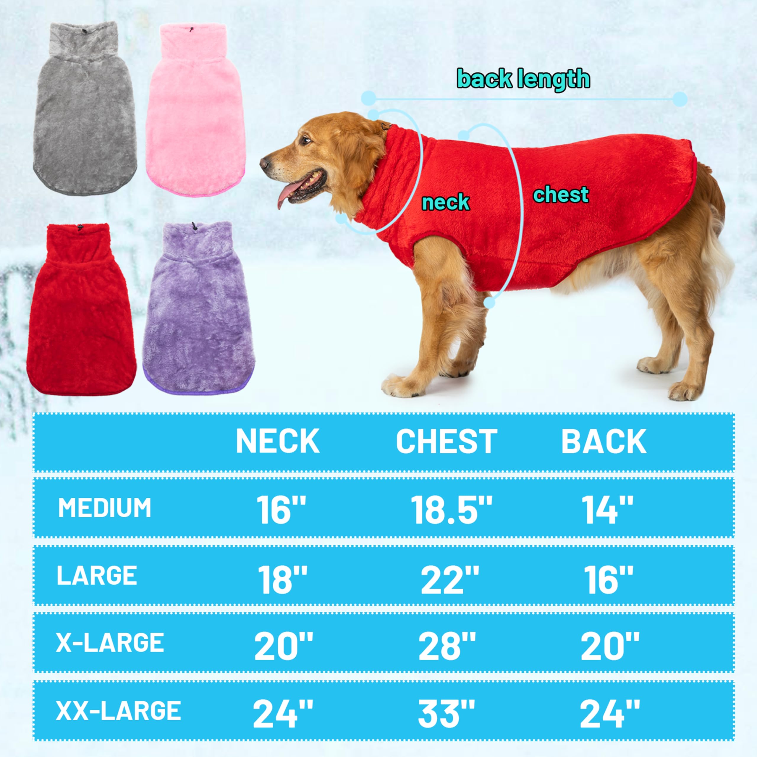 KAYCOWZA dog jacket front view highlights cozy turtleneck and wind protection