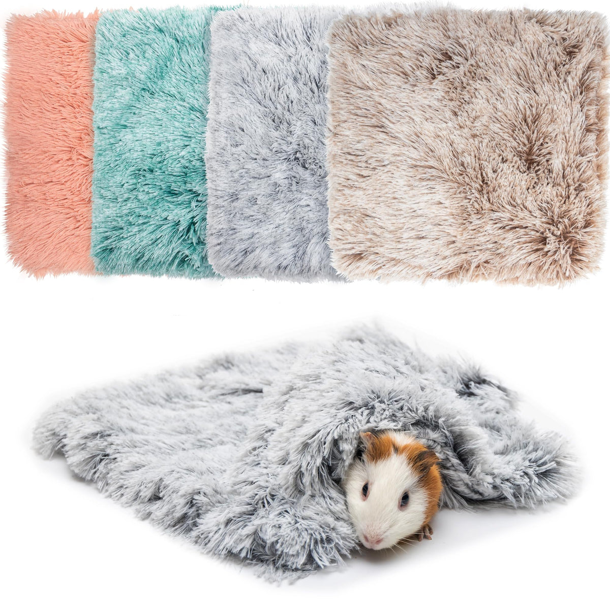 KAYCOWZA Guinea Pig Blankets 4 Pack cozy colors for warm, comfy cage spaces.