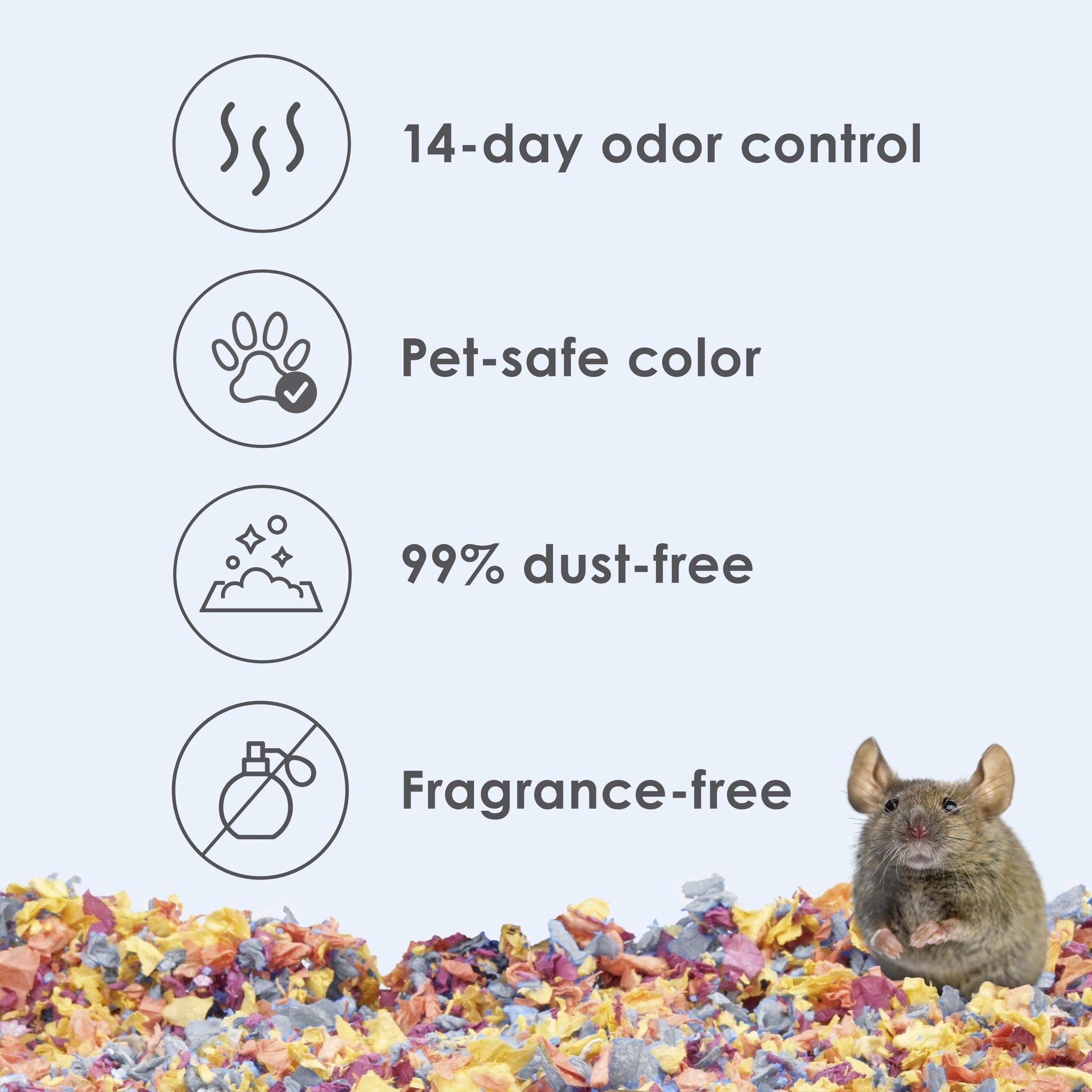 Kaytee Clean & Cozy Colors dust-free bedding closeup highlighting clean, breathable habitat.
