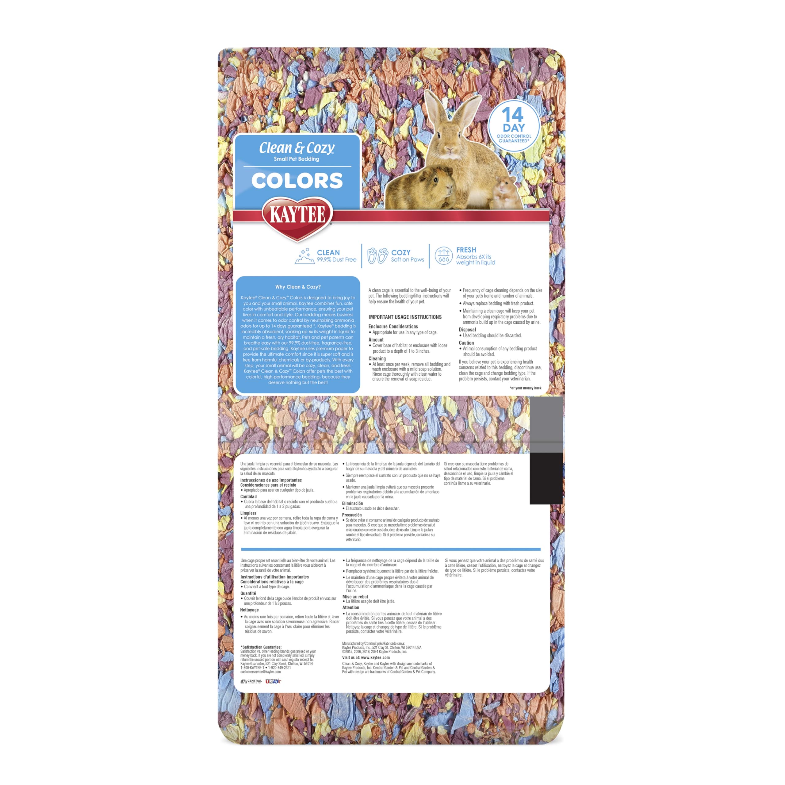 Kaytee Clean & Cozy Colors premium paper softness closeup.
