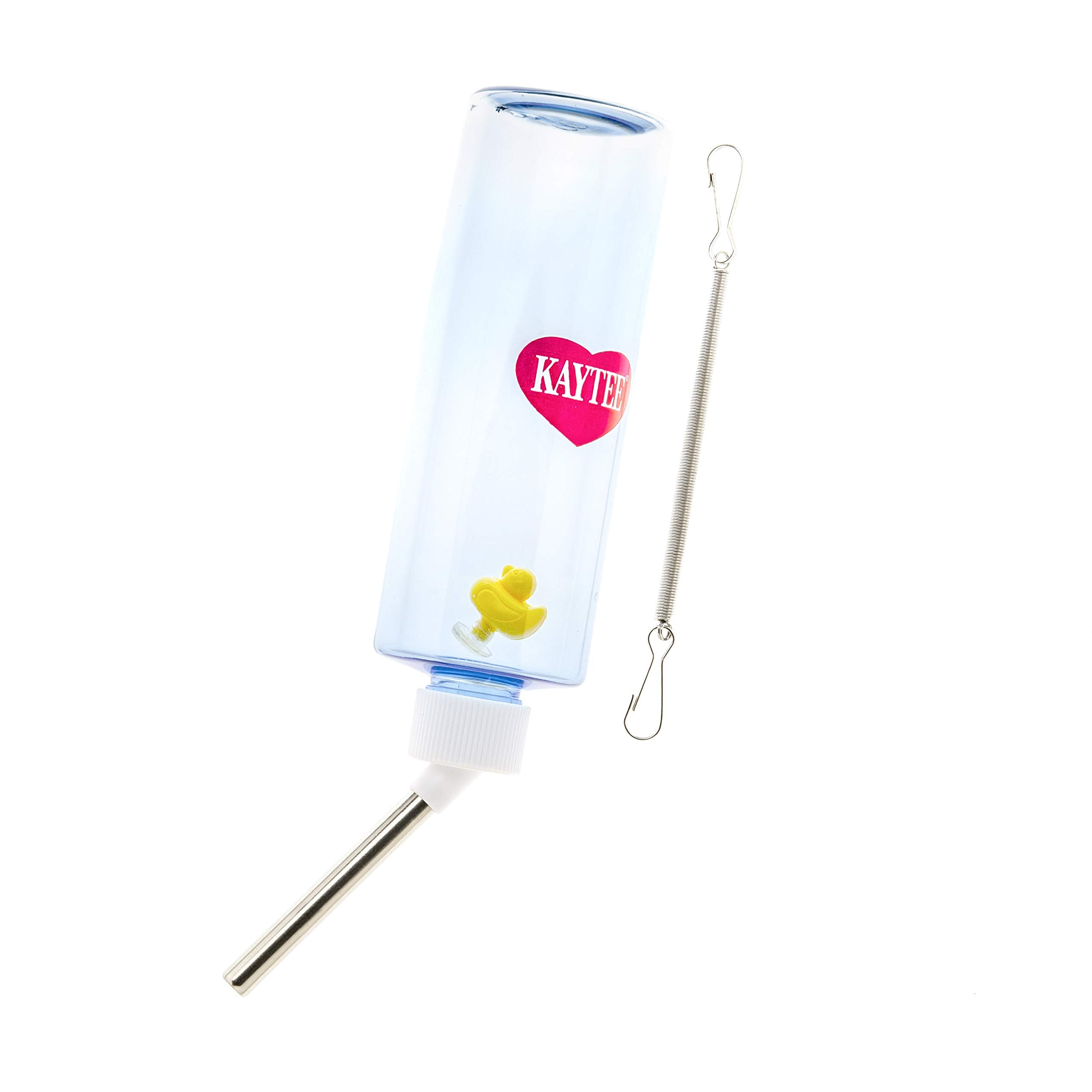 Kaytee Clear View Water Bottle 8oz floating duck reminder on cap
