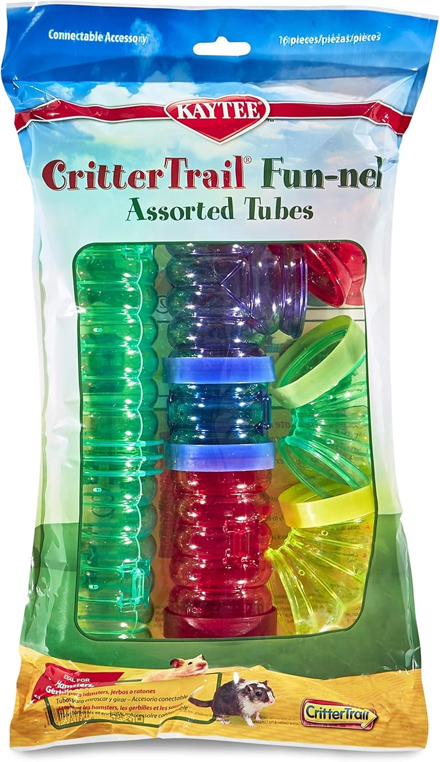 Kaytee CritterTrail Fun-Nels 8pk tubes expand habitats for hamsters, gerbils, or mice.