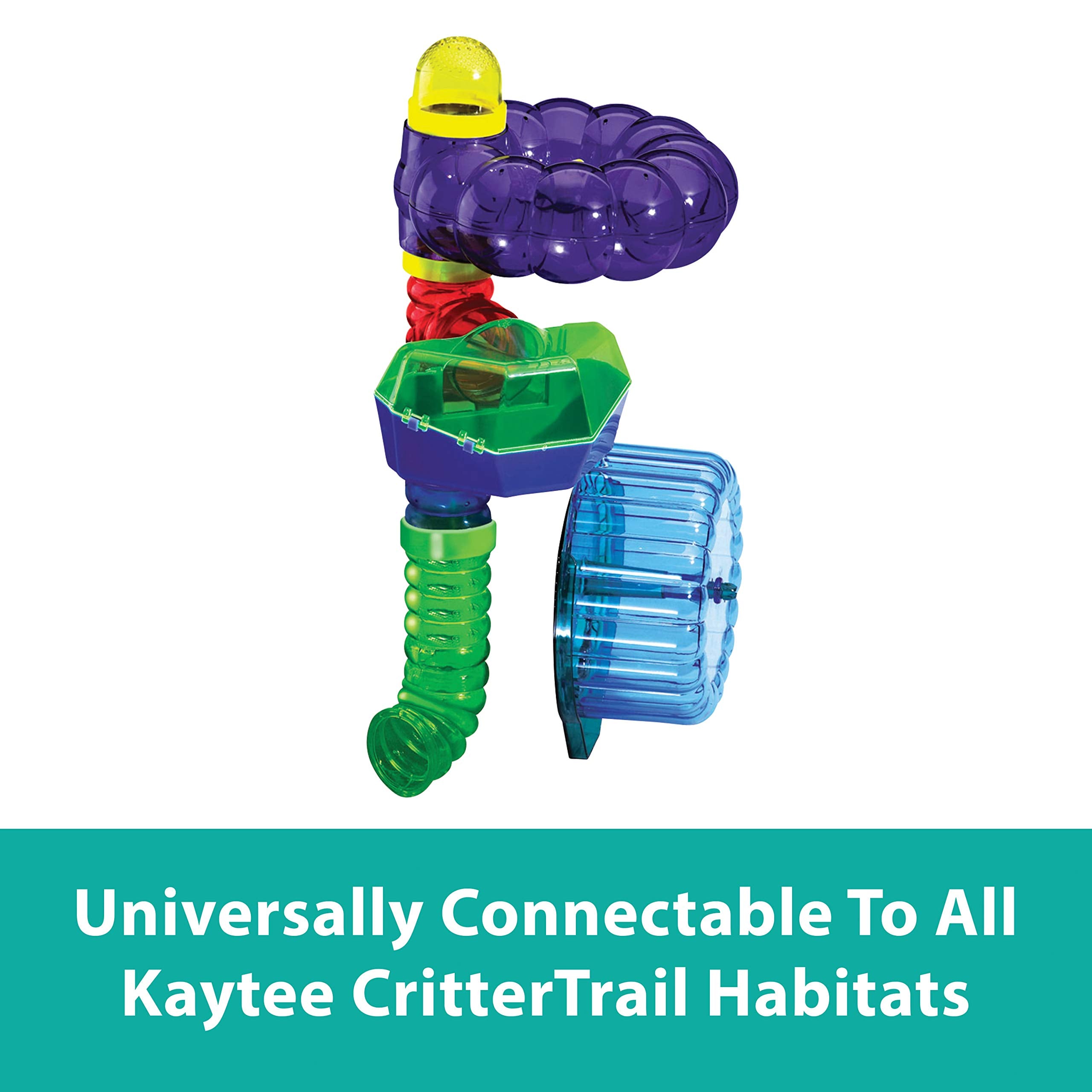 Kaytee CritterTrail outhouse and comfort wheel add practical, cozy resting spots for daily use.