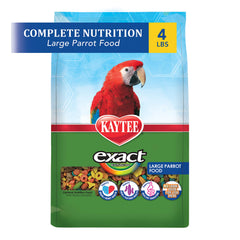 Kaytee Exact Rainbow Large Parrot nuggets close-up showing balanced nutrition for healthy plumage.
