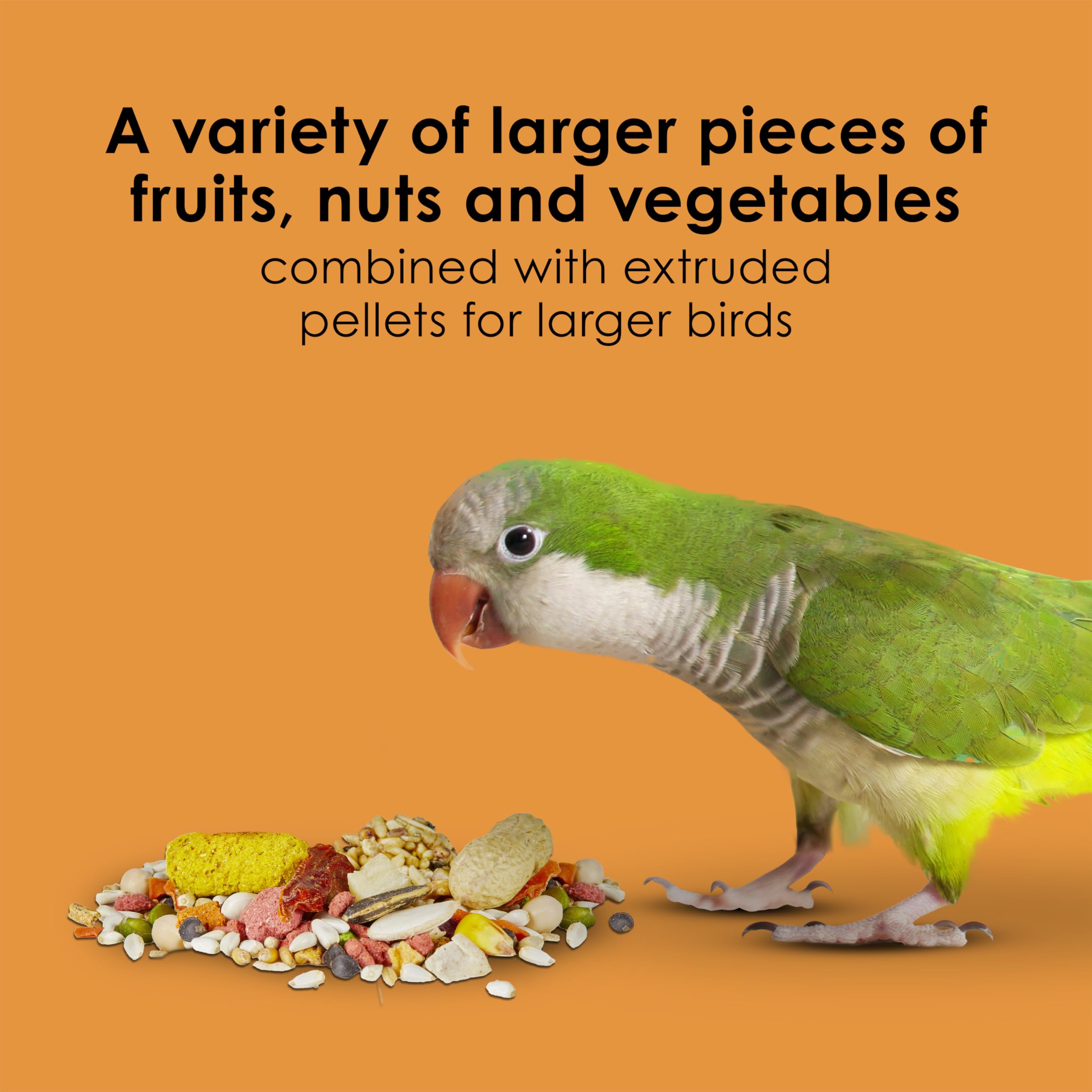 Kaytee Fiesta Big Bites texture and shapes encourage natural foraging and reduce boredom.