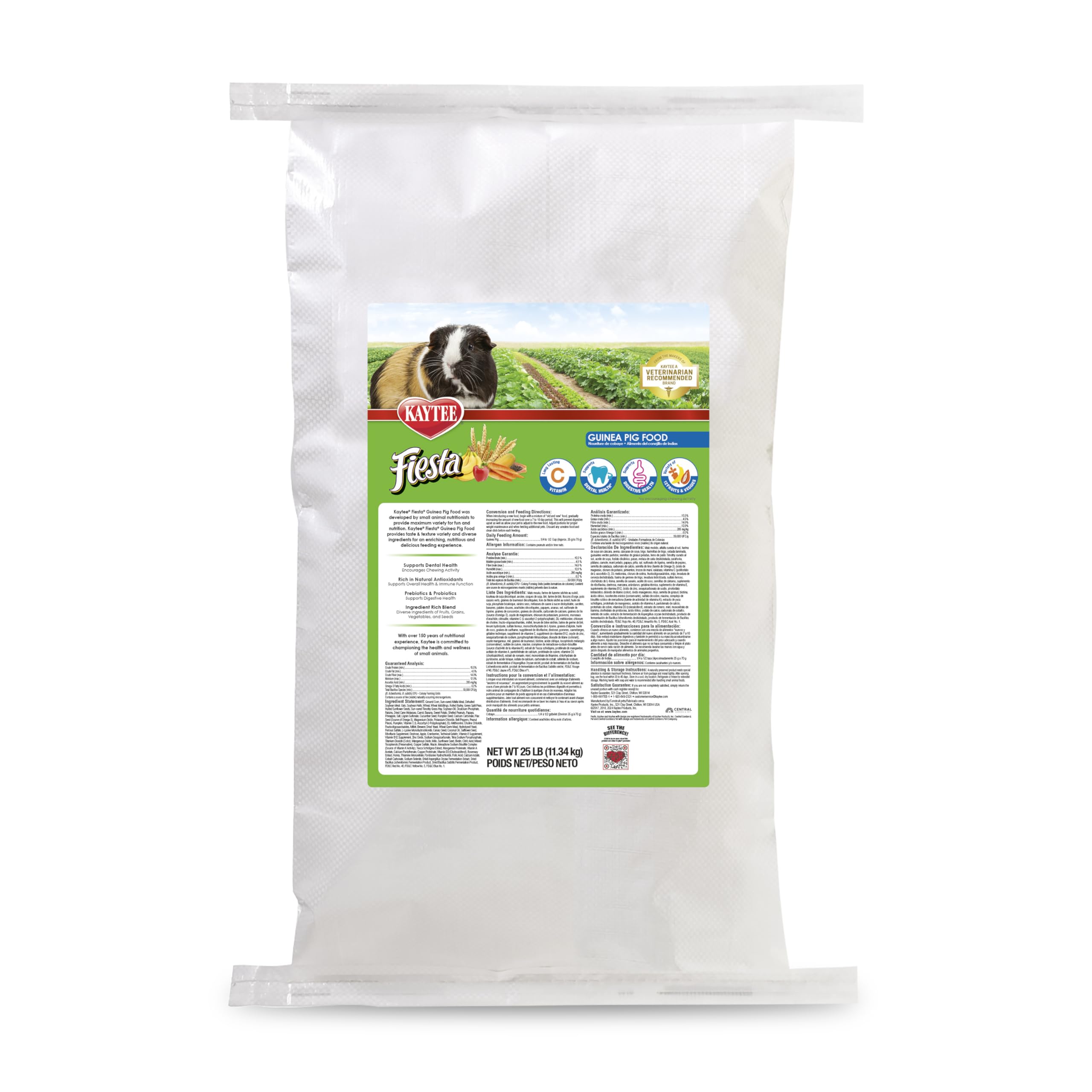 Kaytee Fiesta Guinea Pig Food in a bowl setup offers engaging, enriching mealtime.