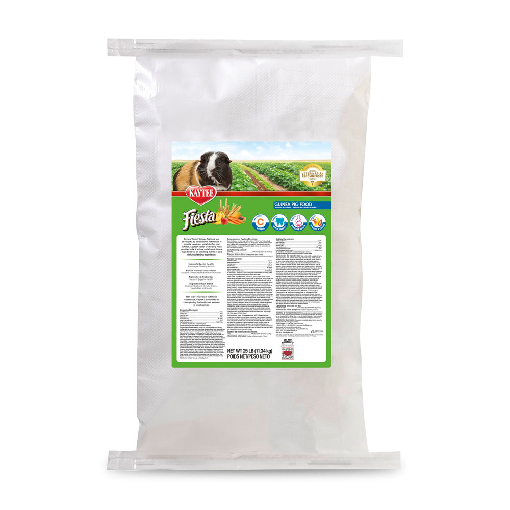 Kaytee Fiesta Guinea Pig Food in a bowl setup offers engaging, enriching mealtime.