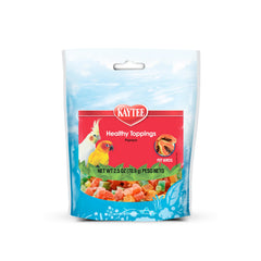 Kaytee Fiesta Papaya Bits in a treat bowl showing real-fruit flavor for varied bird diets.