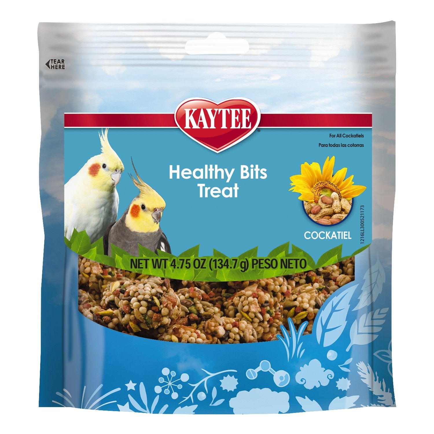 Kaytee Healthy Bits cockatiel treats in a bowl provide tasty enrichment and variety.