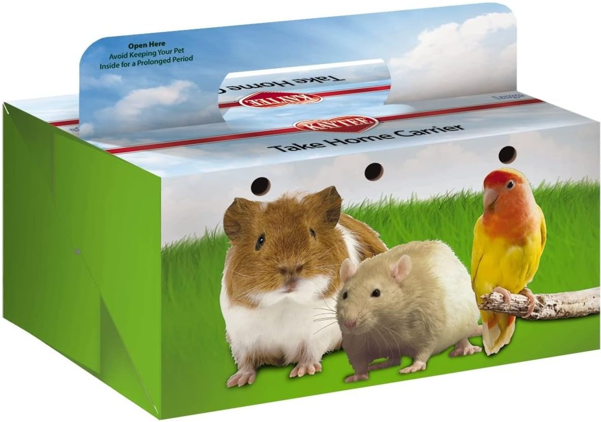 Kaytee Take-Home Box Large front view highlighting secure auto-lock bottom for stable pet transport