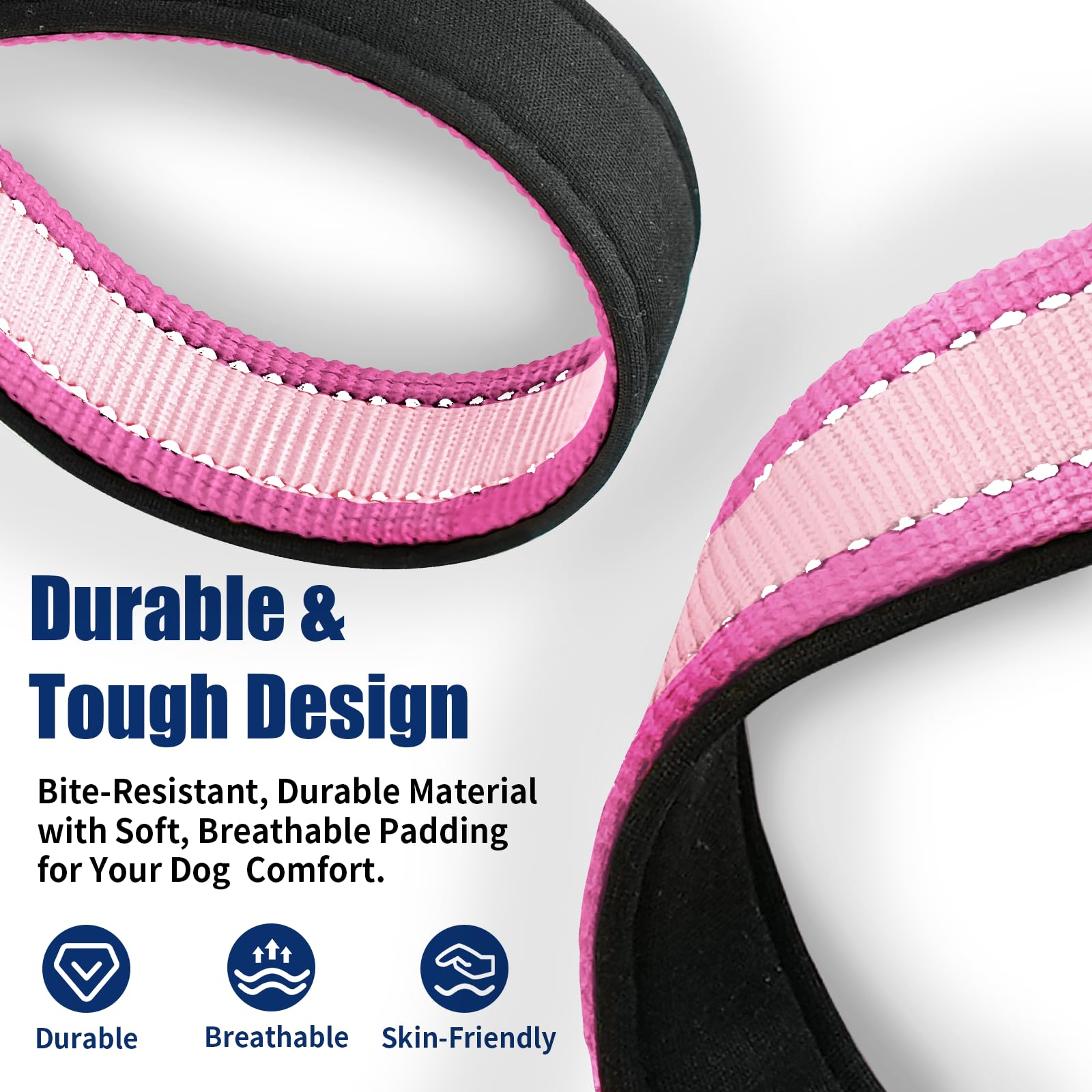 Kazazoo Adjustable dog collar pink-l ensures a snug, grow-with-dog fit.