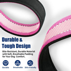Kazazoo Adjustable dog collar pink-l ensures a snug, grow-with-dog fit.