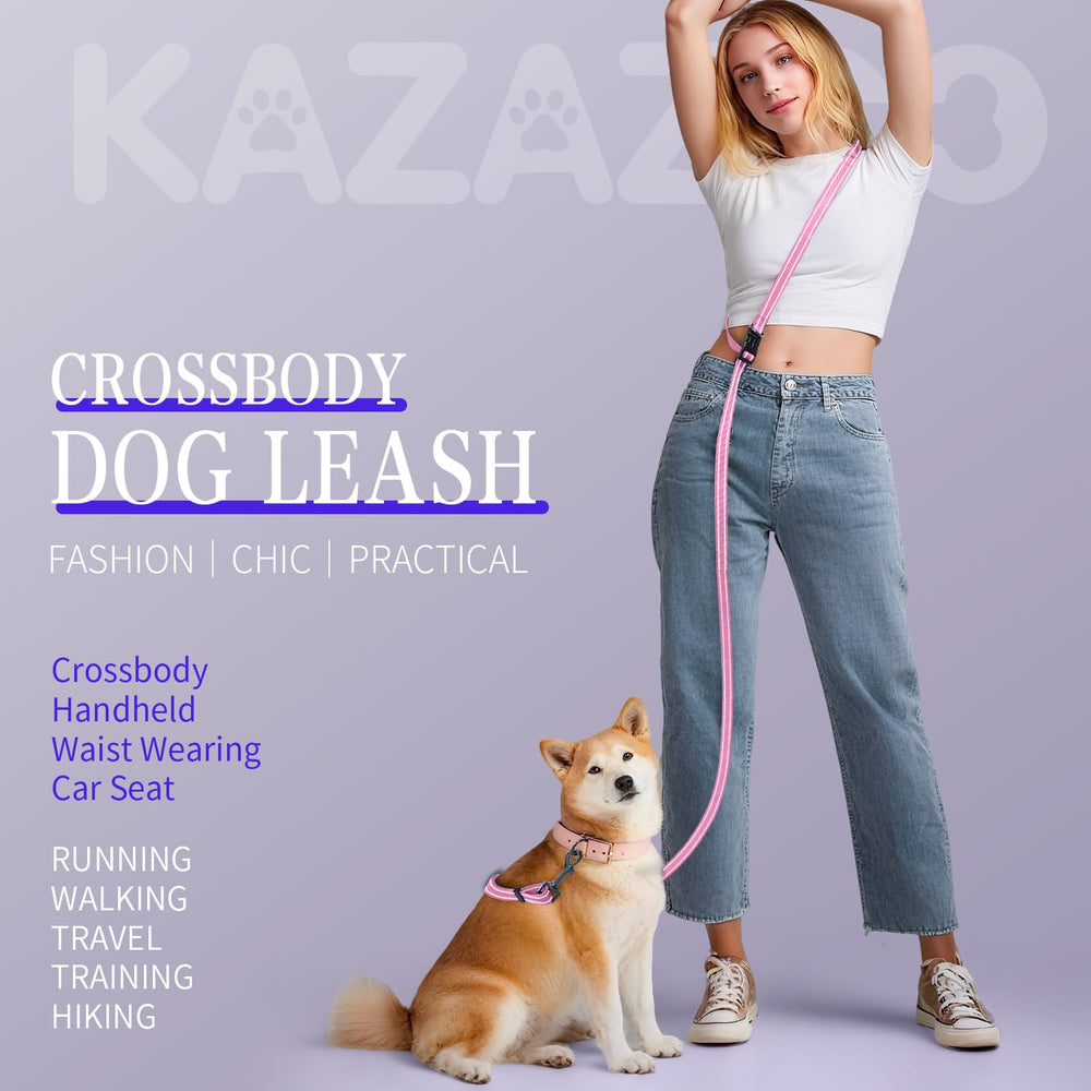 Kazazoo hands-free leash waist-strap in-use demonstrates hands-free convenience.
