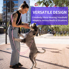 Kazazoo hands-free leash length slider shows quick 5 to 8 ft adjustments.