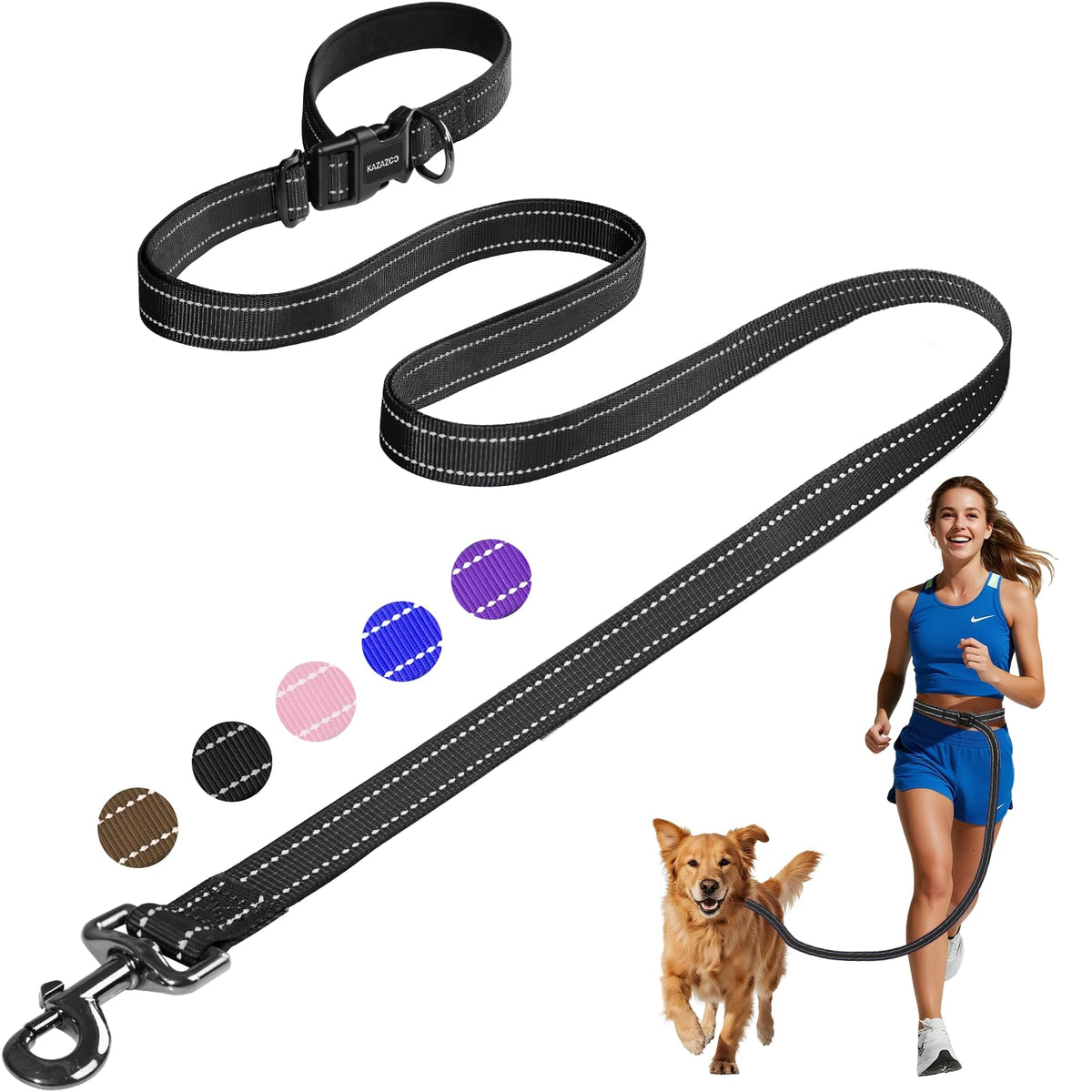 Kazazoo hands-free leash waist-attachment for comfortable all-day dog walking