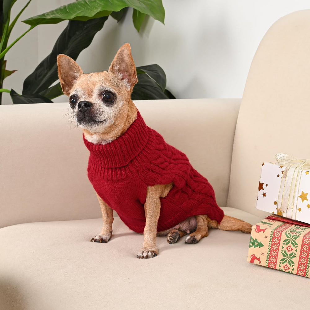 KCFESTIHUE belly-cut silhouette dog sweater keeps coats clean during play.