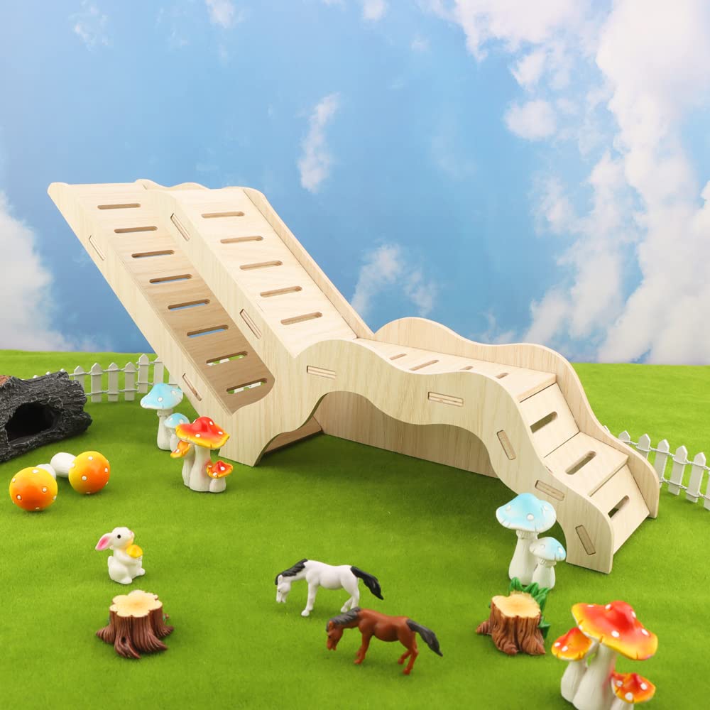 Kcrygogo wooden ladder adds climbing play and physical activity for curious hamsters.