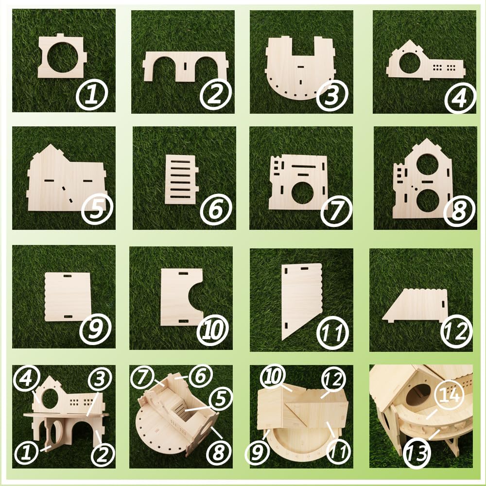 Kcrygogo hamster house double-decker forest style two levels for climbing