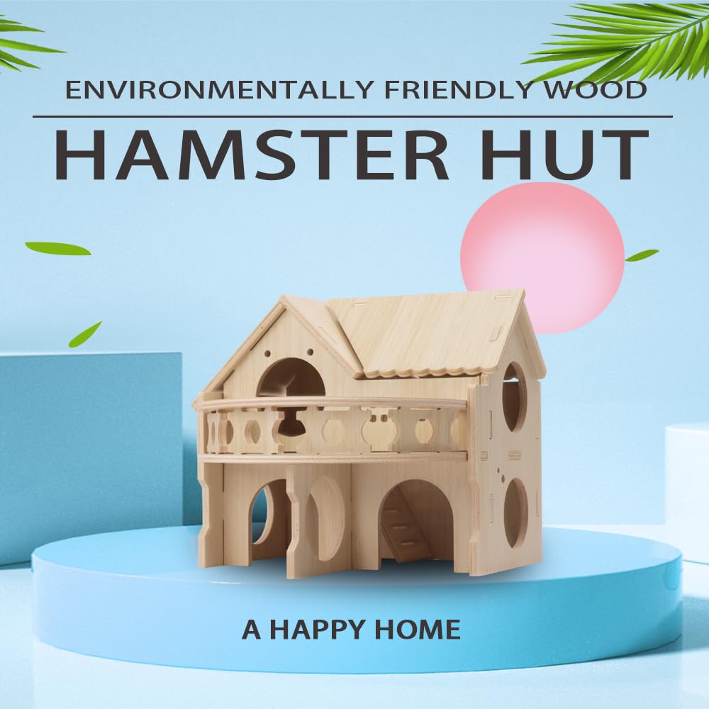 Kcrygogo hamster house safe chewing wood supports natural gnawing