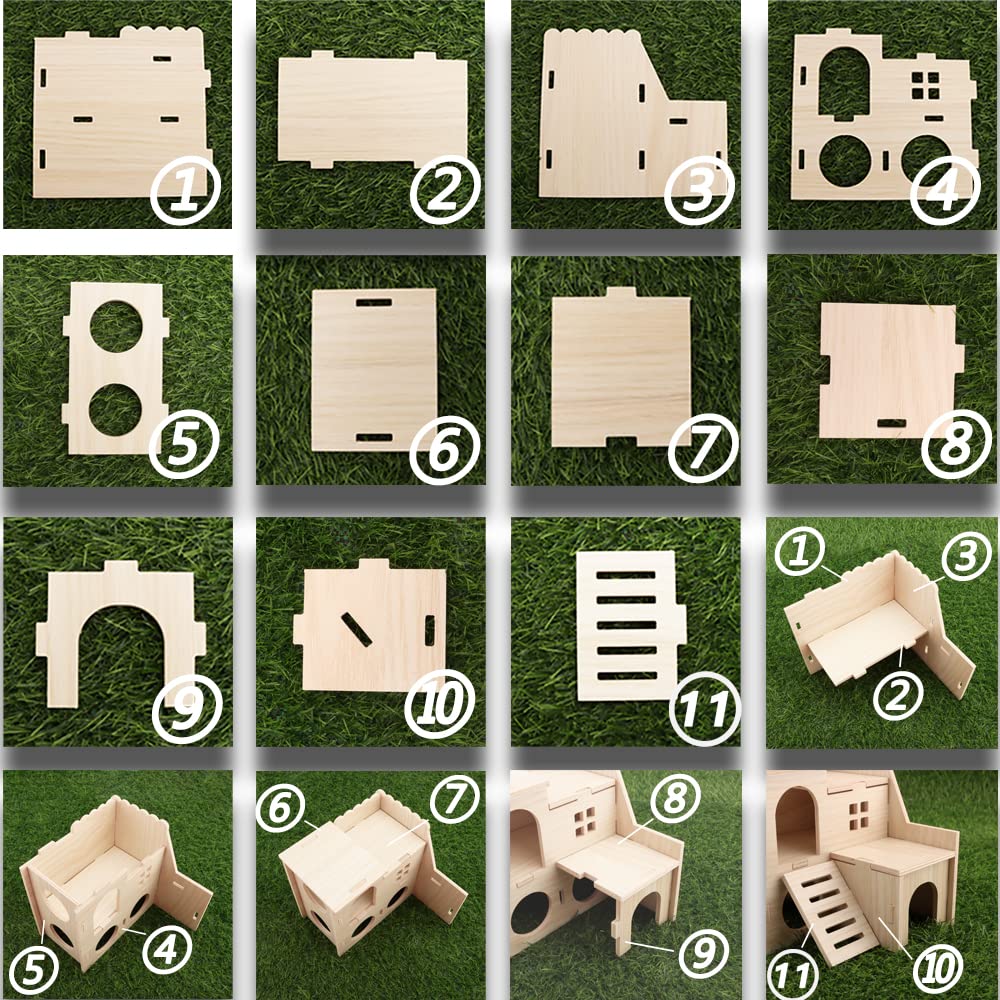 kcrygogo tiny hamster maze wood house compact dimensions fit small cages.