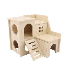 kcrygogo tiny hamster maze wood house front view showing cozy hideout.