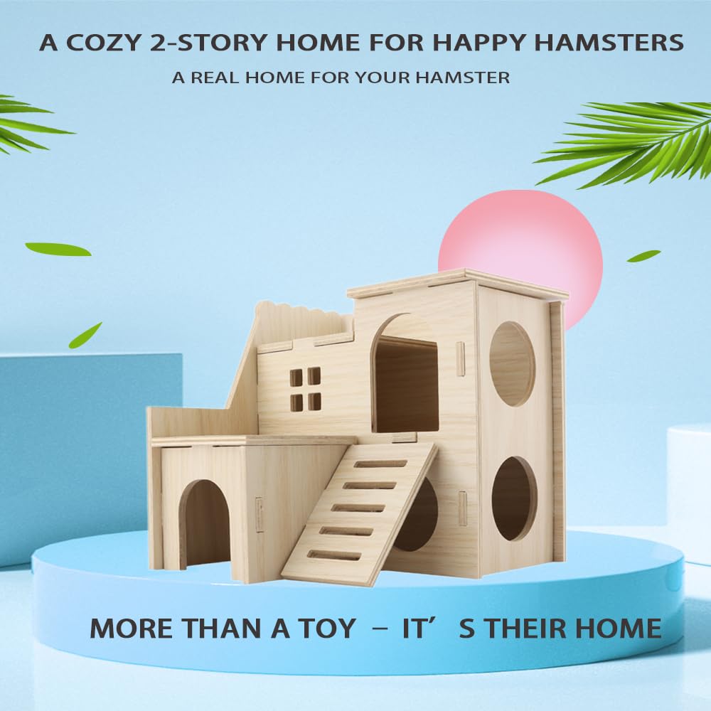 kcrygogo tiny hamster maze wood house interior view highlighting nesting space.