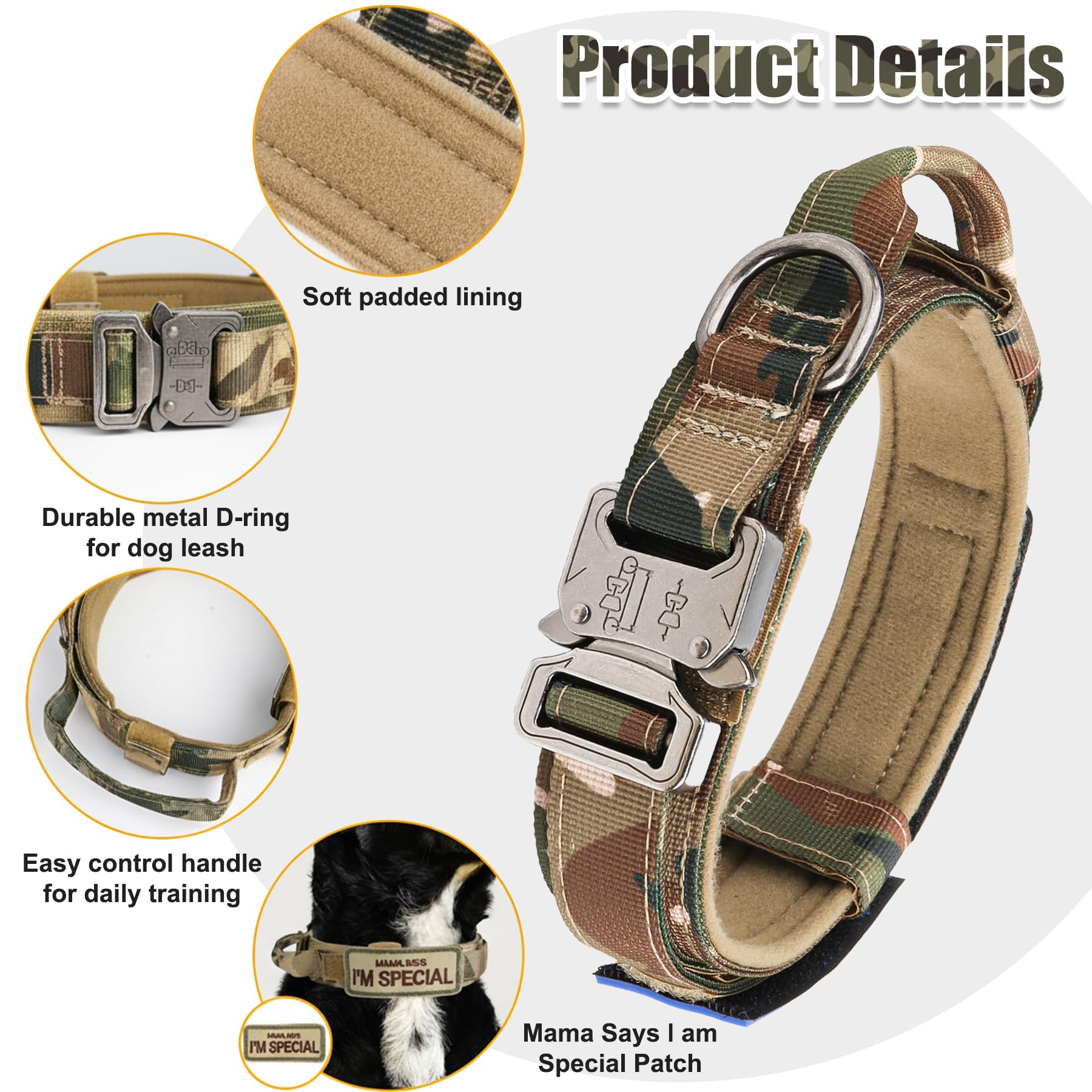 KCUCOP 1680D nylon tactical collar emphasizes durable construction